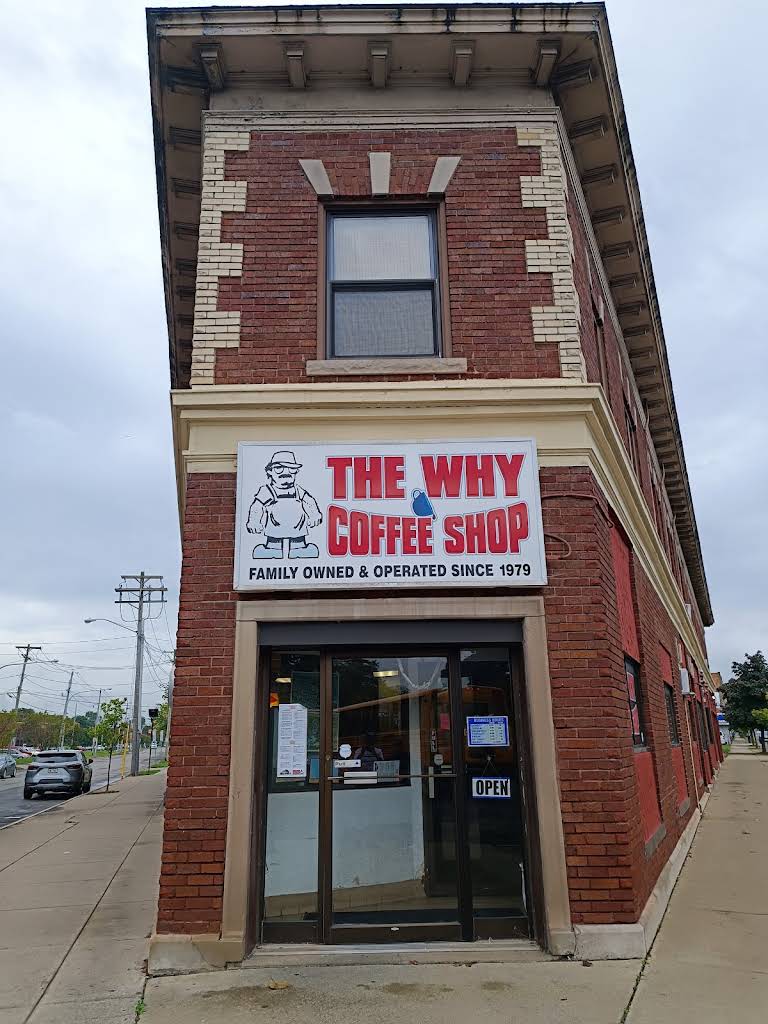 The Why Coffee Shop storefront at 1317 Main Street in Niagara Falls